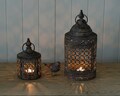 Moroccan Style Candle Lantern: Distressed Metal Lattice, Garden Decor