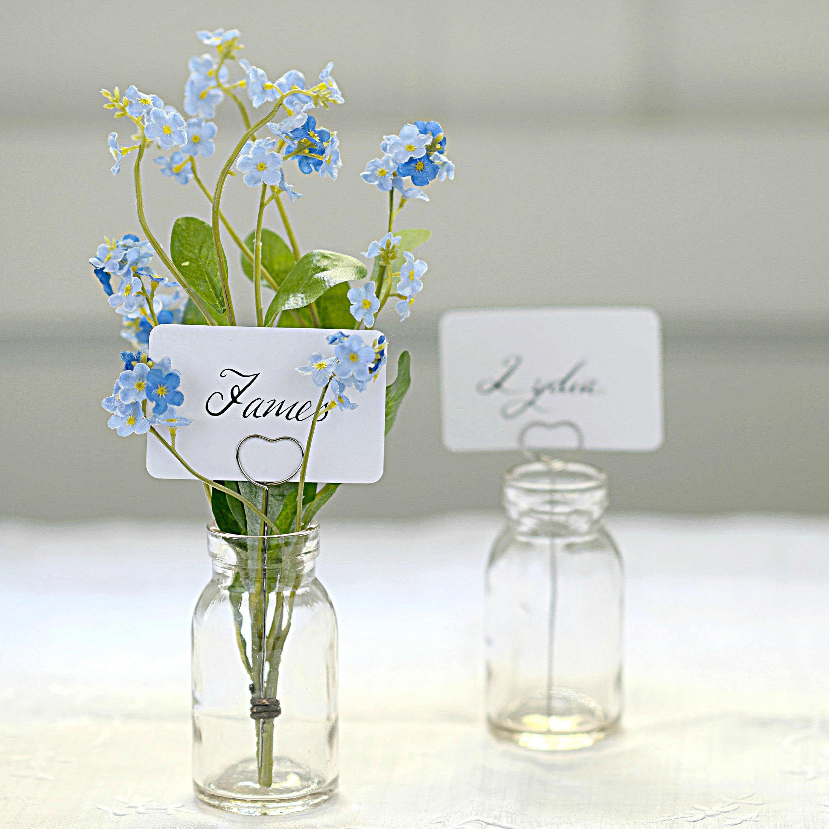 Bud Flower Vase Name Place Card Holder With Metal Heart Etsy