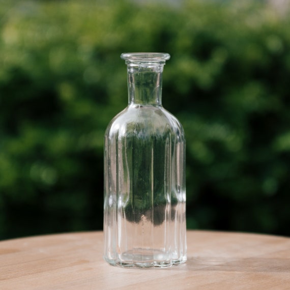 Antique Style Botanical Green Glass Bottle Bud Vase Decorative Vintage Wedding 