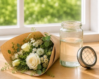 DIY Flower Arranging Kit | Fresh Flowers, Frog Lid, Scissors & Twine Gift Set