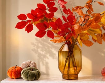 Velvet Style Fabric Autumn Pumpkins Individual or Set of 3