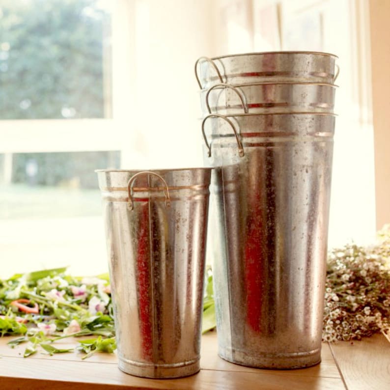 X1 GALVANISED Metal Florist Bucket Vase Vase Ideal for Dried Etsy UK