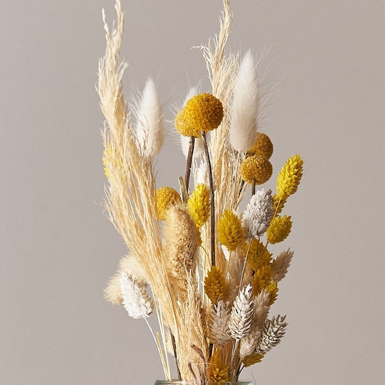 Bring Me Sunshine Small Dried Flower Arrangement Natural & Yellow Dried Flower Bouquet Flower Arranging Letterbox Gift UK image 2