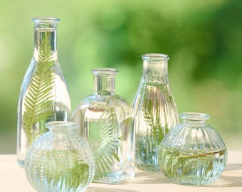 Vintage Style Glass Bud Vases - Set of 5 Bulk Wedding Table Centerpieces
