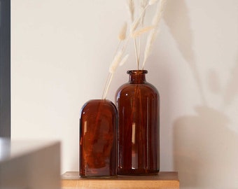 Amber Brown Glass Bud Vase - Vintage Apothecary Style