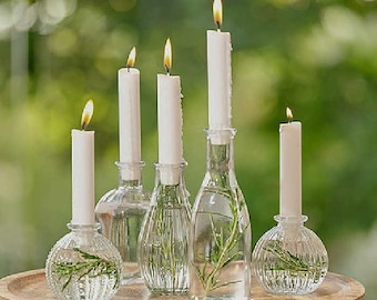 Vintage Style Glass Bud Vase: Summer Table Candle Holder