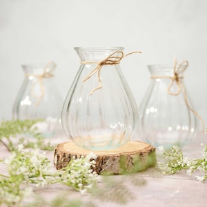 Ensemble de 3 vases bourgeons en verre nervuré | Décor de table