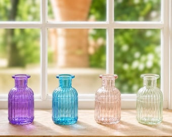 Little Jewel Ribbed Bud Vase | Coloured Mini Glass Flower Vase