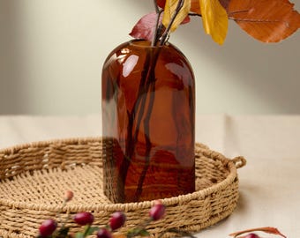 Amber Glass Bud Vase | Vintage Style Apothecary Bottle