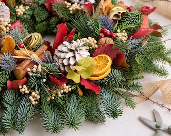 Nutcracker Luxury Christmas Wreath with Blue Fir and Festive Spices