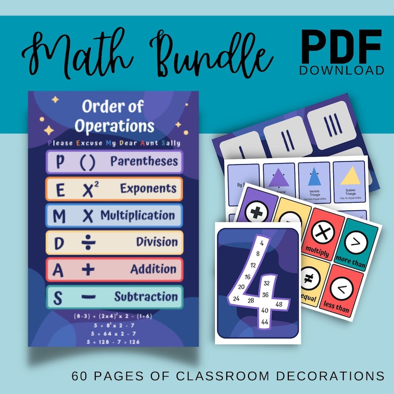 Classroom Posters Display Bundle PDF Download Math Class Posters Math