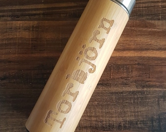 Custom NAME Thermos XL Corporate Wood Gift for Coworkers on Request