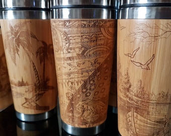 Personalized Photo Bamboo Travel Mug Wooden Tumbler with Custom Image Engraving