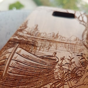 iPhone 15 14 13 12 mini 11 Pro Max XS Max X 6 6s 7 8 Plus Custom Design Holz Handyhülle Angeln Vater Geschenk