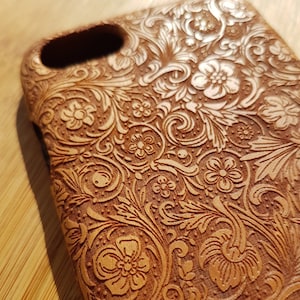 Fancy Flowers iPhone 15 14 13 12 mini 11 Pro Max X XS Max XR 7 8 Plus SE 2020 Abstract Floral Wood Phone Case Custom Design