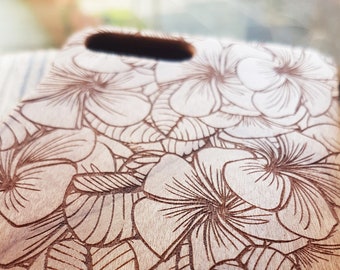 Custodia per telefono in legno floreale astratto Haiti Aloha Plumeria per iPhone 15 14 Plus 13 12 mini 11 Pro Max XS Max X 8 7 Plus