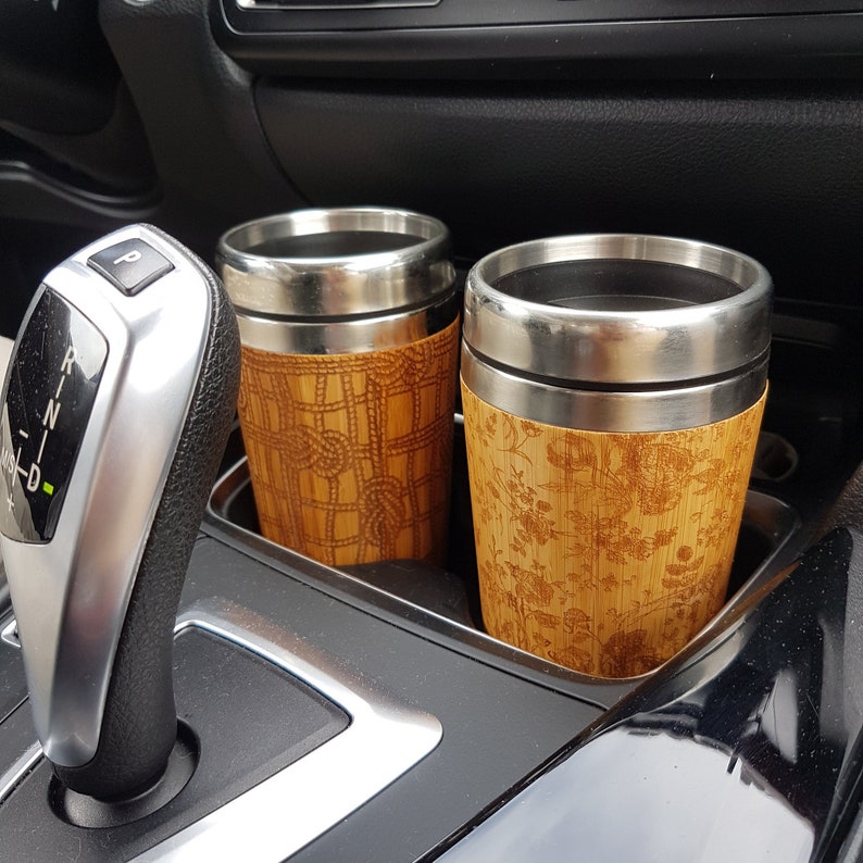 Customized Bamboo Travel Mug Personalized Image or Text Car Driver's Desk Coffee to Go Tea Wood Gift Tumbler image 10