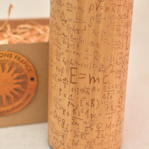 EMC2 Bamboo Wooden XL Thermos Science Student Graduation Gift, Name Engraving on Lid and Gift Wrap Offered image 2