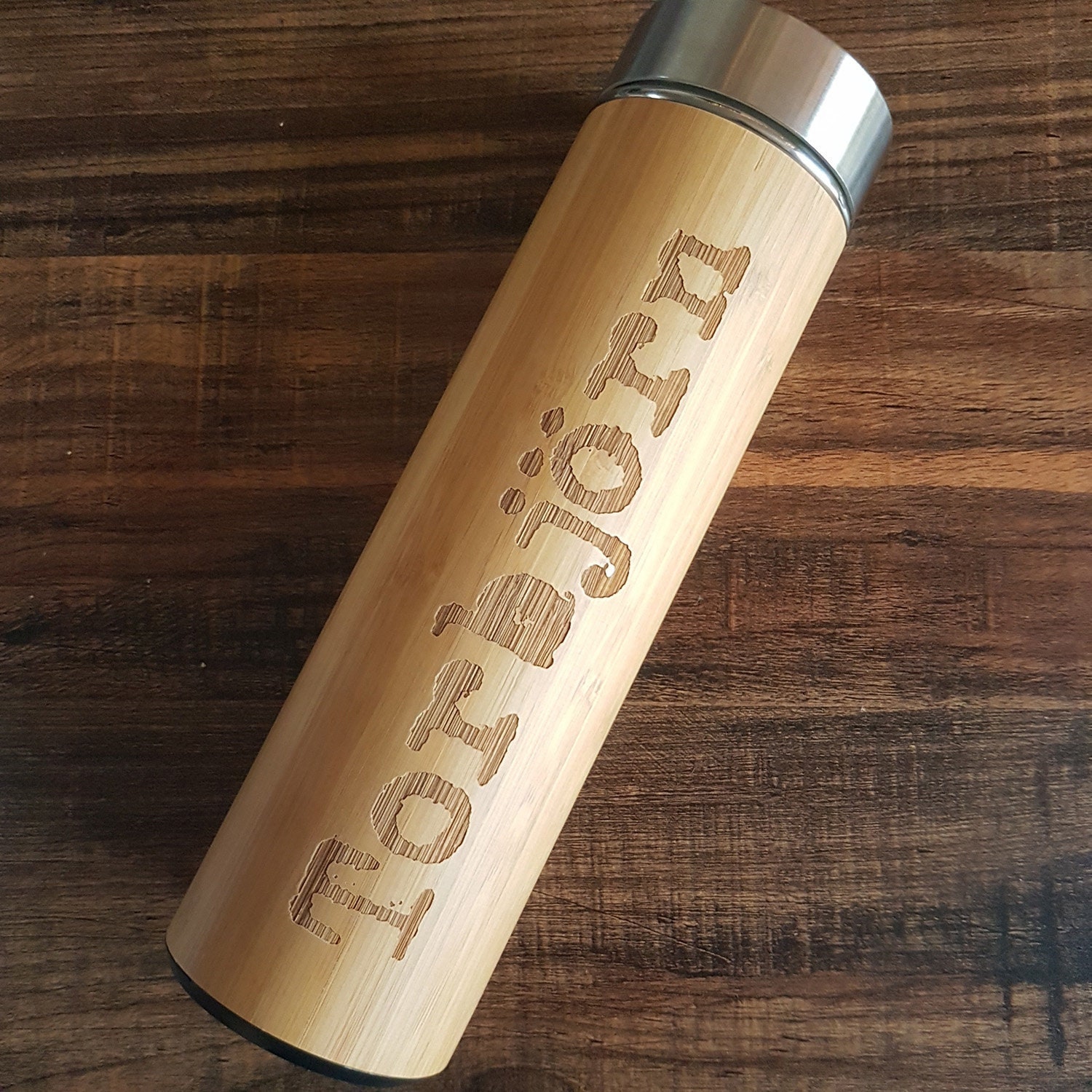 Cadeau en Bois d'entreprise Personnalisé Name Thermos Xl Pour Les Collègues sur Demande