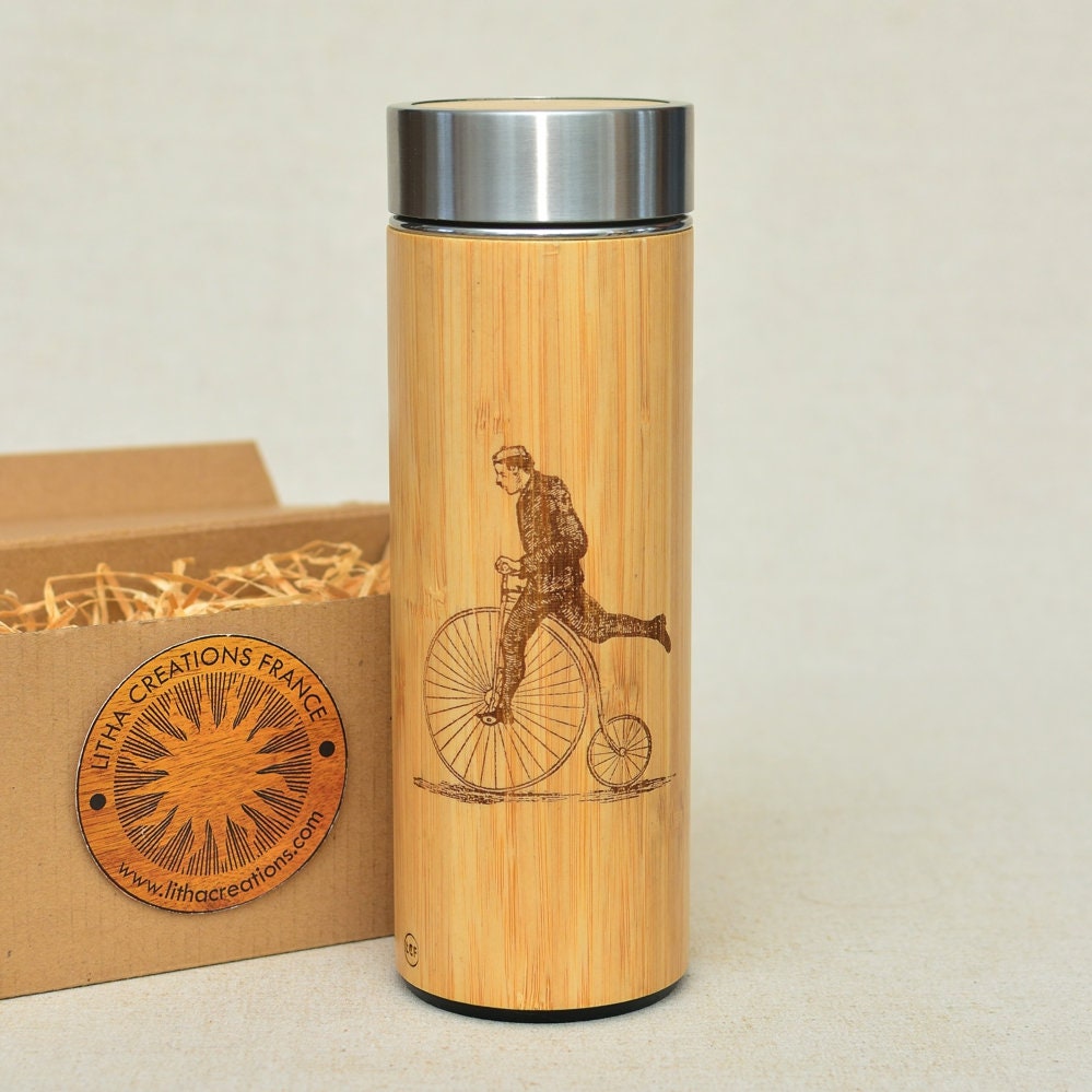 Penny Farthing Wood Xl Thermos Bouteille d'eau en Flacon Sous Vide Bois