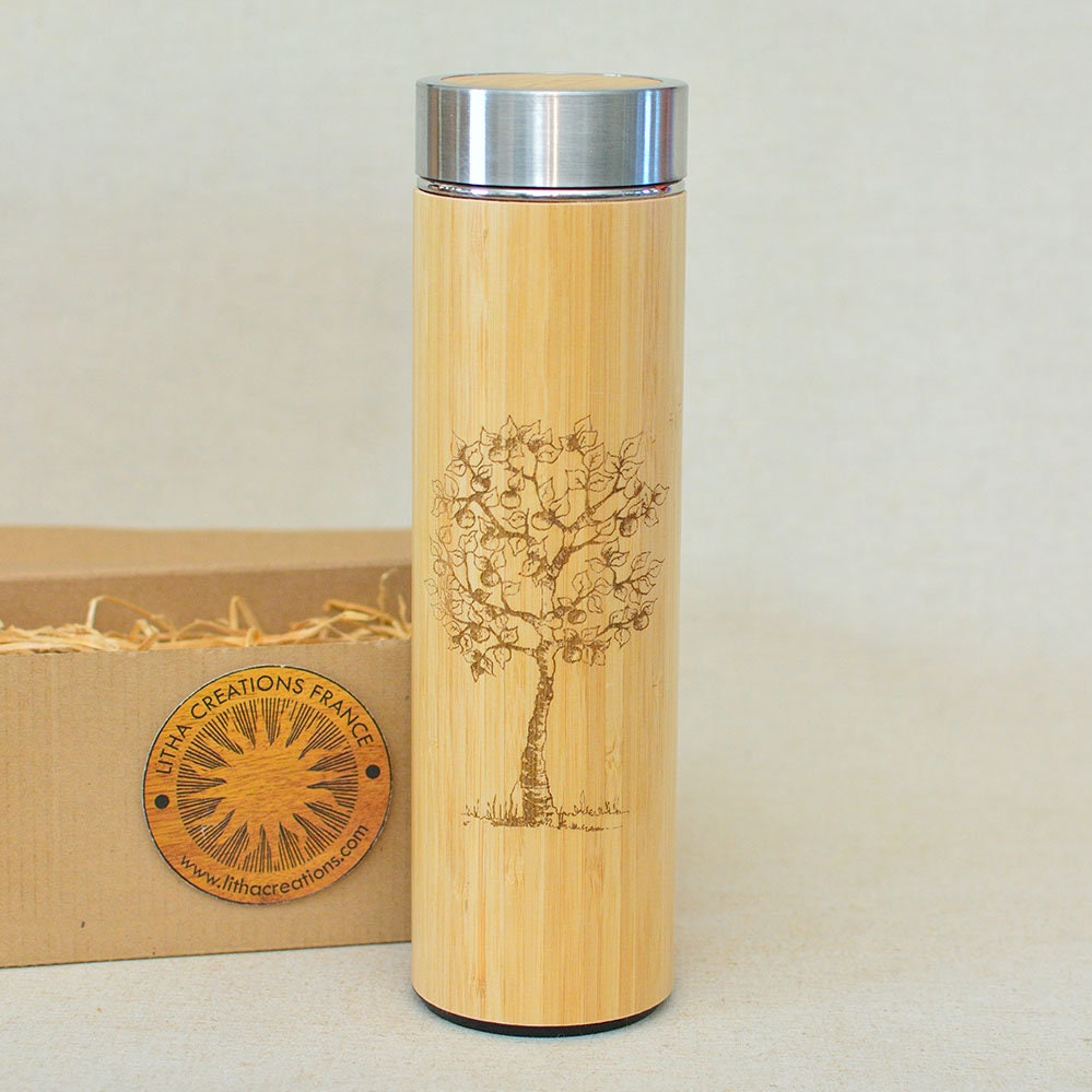Cadeau Personnalisé Apple Tree Xl Wood Thermos avec Design Gravé