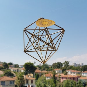 Small Metatron&#39;s Cube Initiation of Changes Merkaba 3D Himmeli Hanging Brass Home Decor