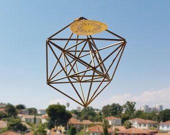 Petit cube de Metatron L'initiation du changement Merkaba 3D Himmeli, décoration intérieure en laiton à suspendre