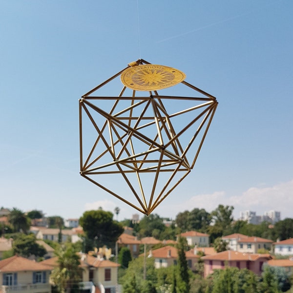 Small Metatron's Cube Initiation of Changes Merkaba 3D Himmeli Hanging Brass Home Decor