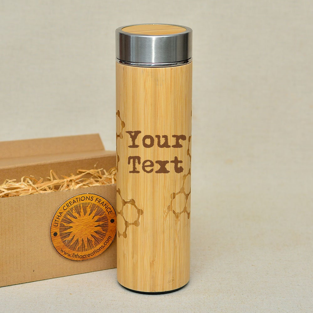 Wood Gift Thermos Xl Graphene Lattice With Custom Text Engraved Design