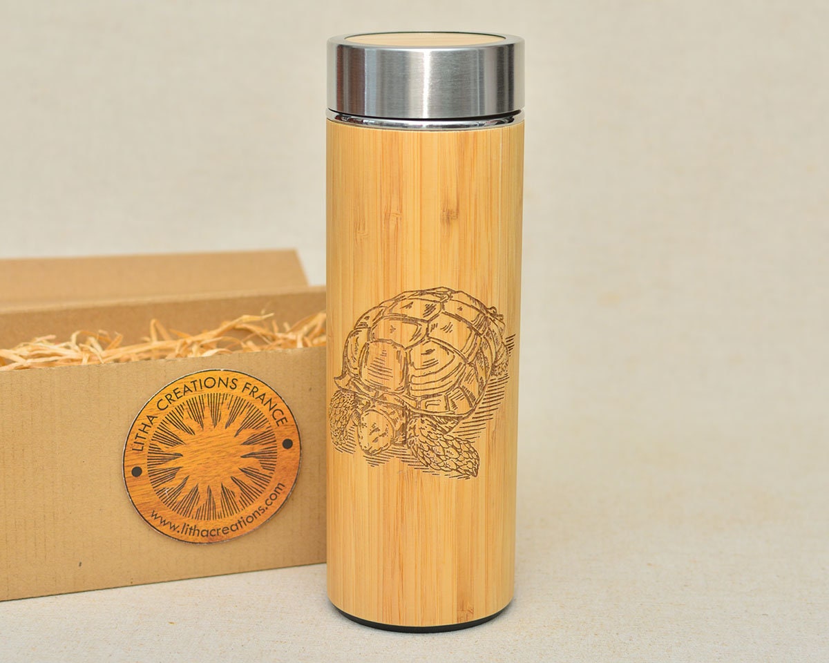 Turtle Wood Xl Thermos Bouteille d'eau en Flacon Sous Vide Bois