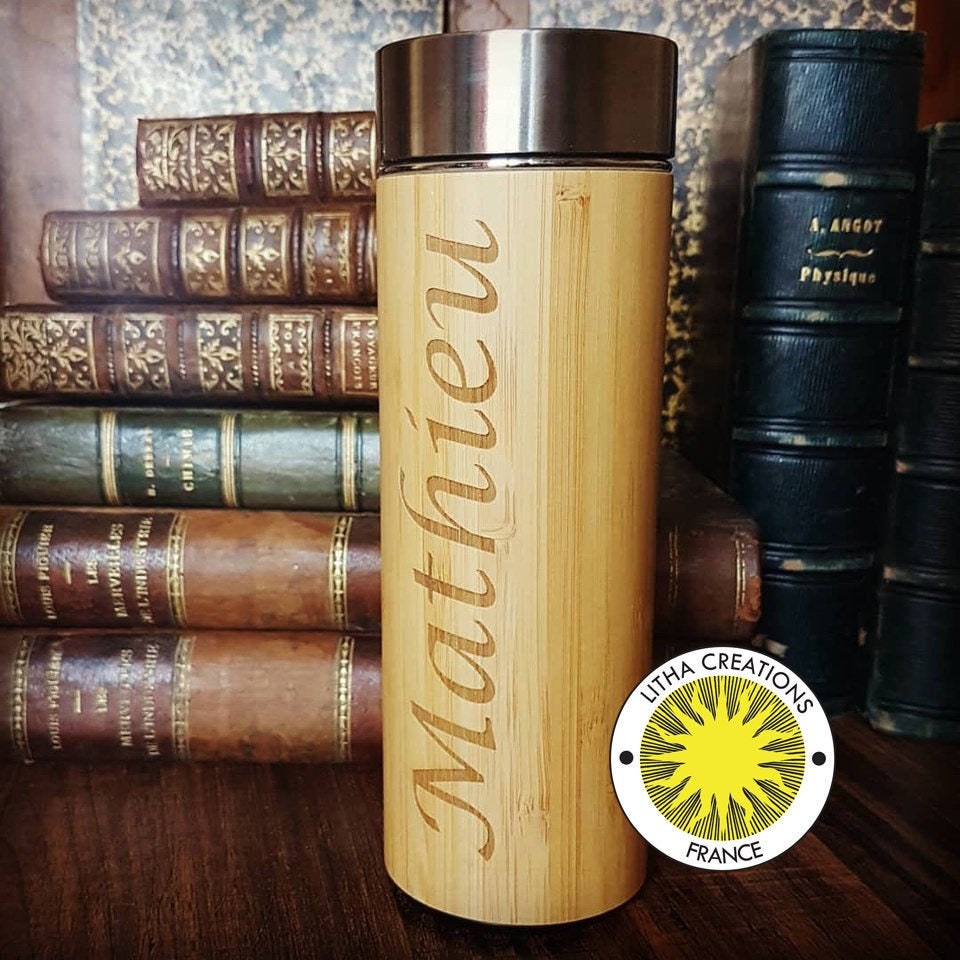 Personnalisé Name Thermos Gift Wood Xl Taille Pour Les Collègues sur Demande