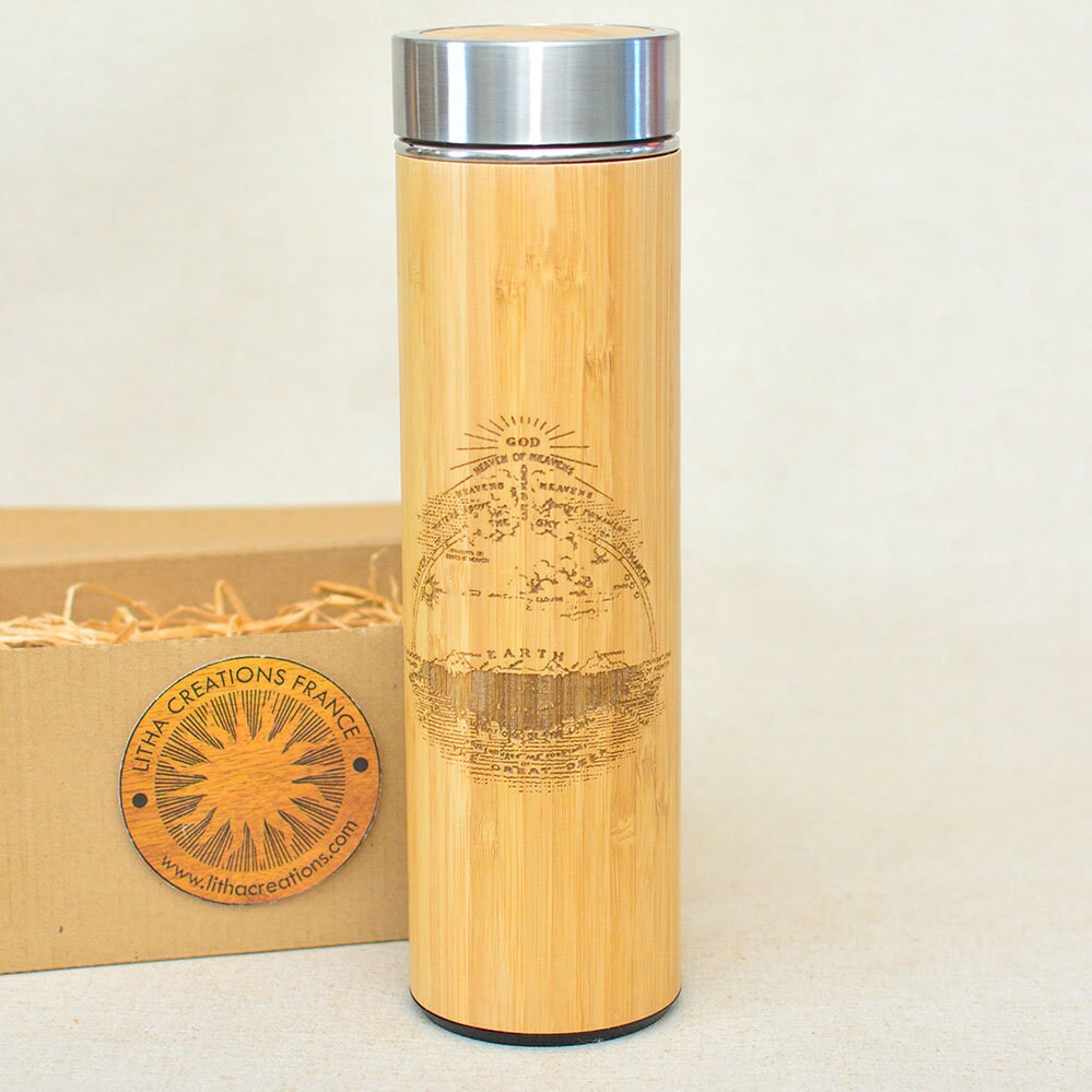 Wood Gift Xl Thermos Flat Earth Firmament avec Design Personnalisé Gravé