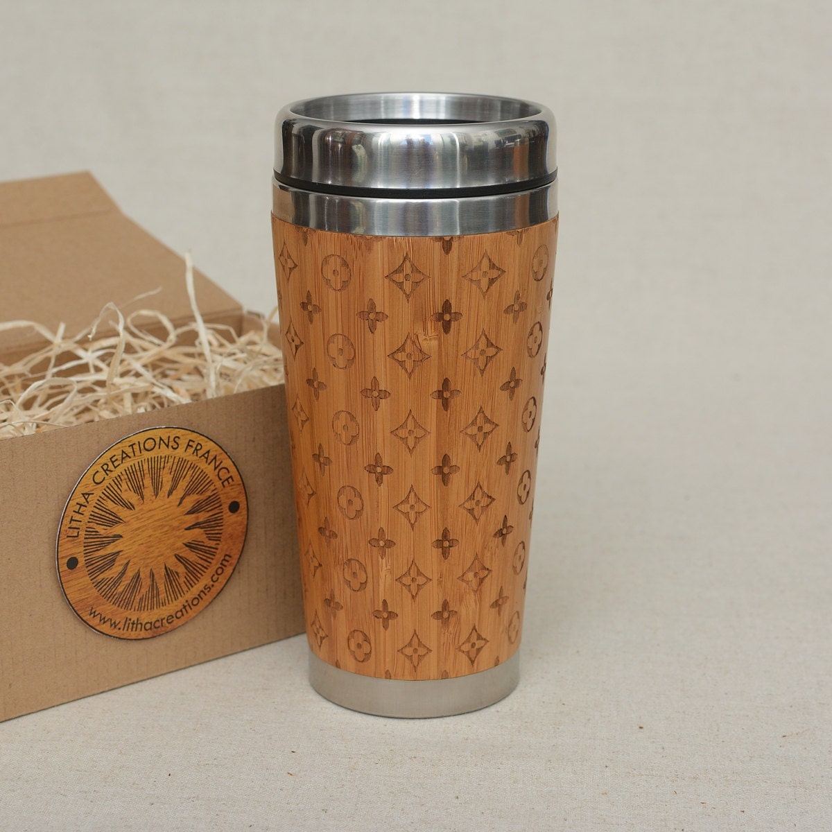 Wood Gift Travel Mug LOUIS LIGHT Engraved Customized Full -  India