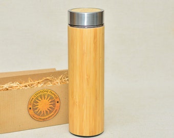 Personalized Wood Thermos Business Gift Engraved Custom Text Logo Names Image Bulk on Request