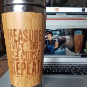 Customized Bamboo Travel Mug Personalized Image or Text Car Driver's Desk Coffee to Go Tea Wood Gift Tumbler image 3