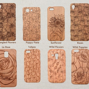 Floral Collection iPhone 15 Pro 14 13 12 mini 11 X Xs XR 7 8 Samsung Galaxy S23 S22 S21 Ultra S20 FE S10 S10e S9 S8+ Design Wood Phone Case