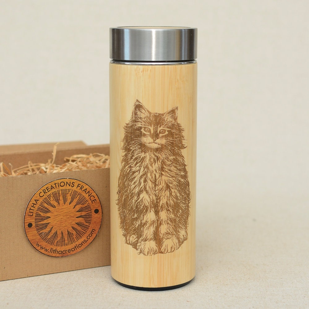 Cat Wooden Xl Thermos Wood Water Bottle Vacuum Flask