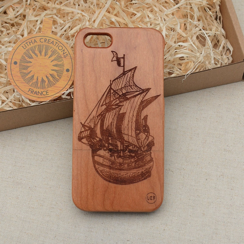 Barca a vela iPhone 13 12 mini 11 Pro Max XR XS XS Max X 7 8 Plus se 2020 Custodia per telefono in legno nautico