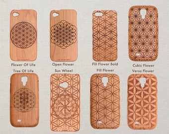 Collection Fleur de vie iPhone 15 Pro 14 Plus 13 12 mini 11 Max XR XS 8 Coque en bois pour Samsung Galaxy S23 S22 S21 S20 FE S10 S10e S9 S8+