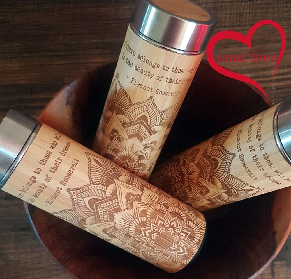 star Mandala Bois Xl Thermos Flacon Sous Vide Gravure Personnalisée Bouteille d'eau