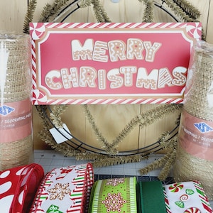 Merry Christmas DIY Wreath Kit, do it yourself Holiday Craft, DIY Christmas Wreath Kit, winter wreath kit for front door, deco mesh wreath