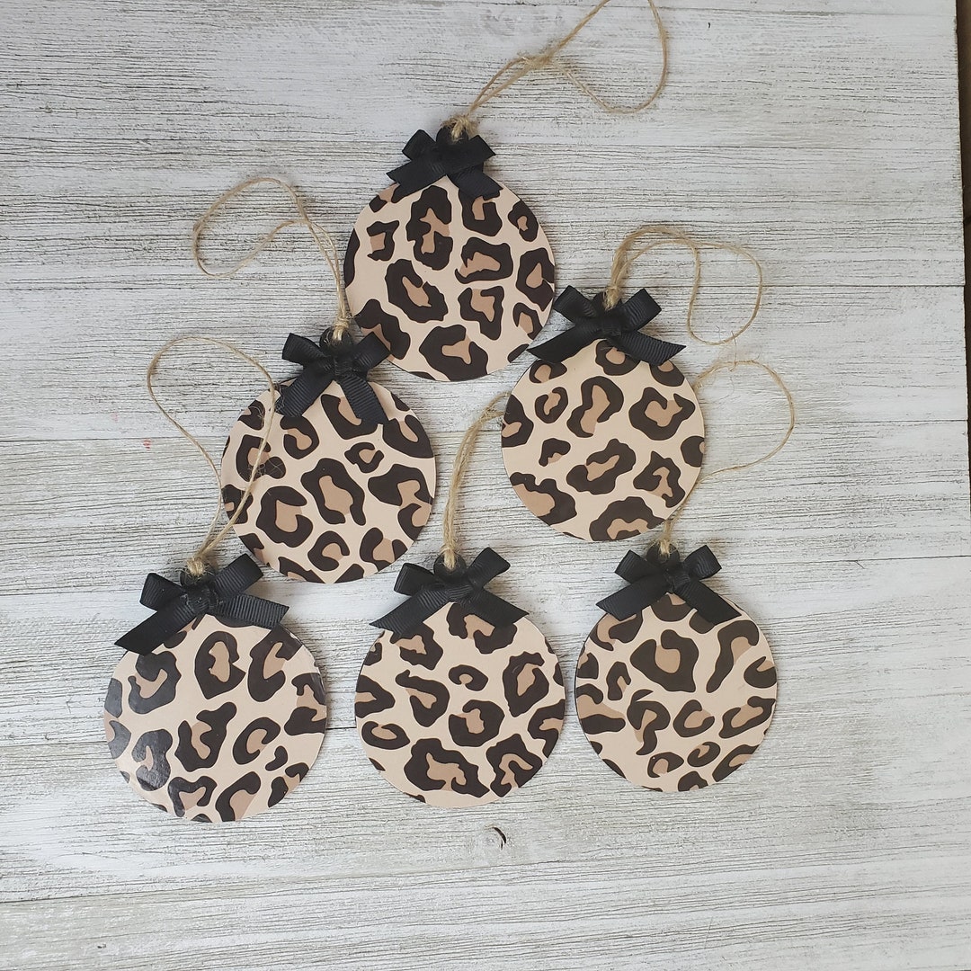 Leopard Print Christmas Ornaments Set of 6 Ornaments Cheetah Etsy
