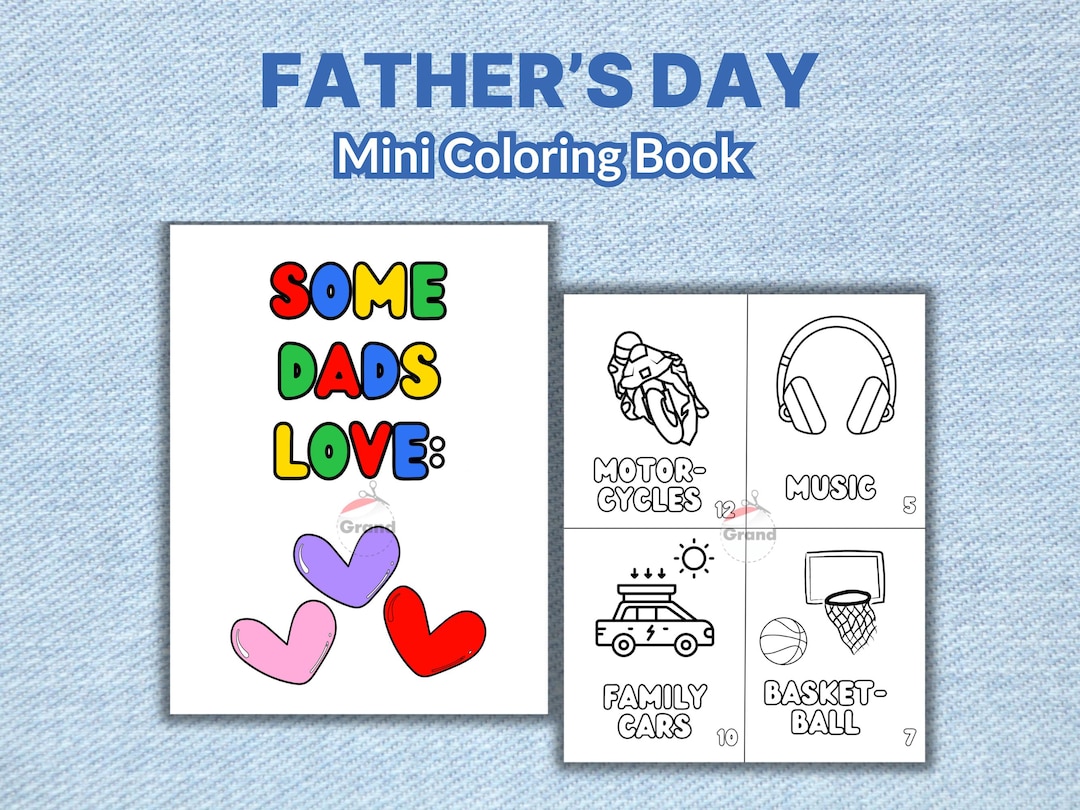 Fathers Day Activity Mini Coloring Book - Etsy