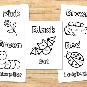 Five more pictures, showing the colors Pink, Brown, Green, Black, and Red.