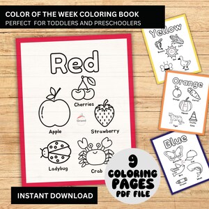 Learn Colors Coloring Sheet for kids|Color of the Day-Printable Preschool Activity|Learn Colors worksheet| Toddler Learning|Teacher Resource