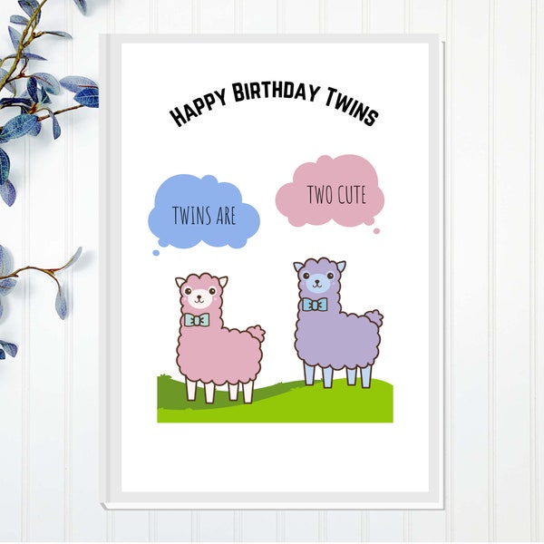 Greeting Card - Twin Birthday Card  - Birthday Card for Boy Twins – Birthday Card for Girl Twins – Birthday Card for Boy-Girl Twins