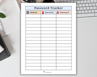 Password Keeper for Seniors | Large Print | Elderly Memory Aid Printable | Senior Internet Log
