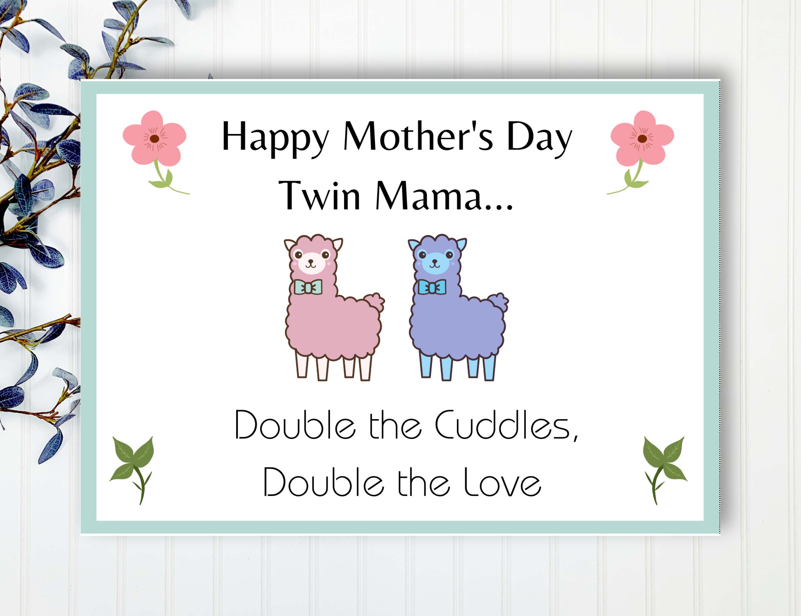 Twin Llama Mother's Day Card: Mama of Twins (digital Download) - Etsy