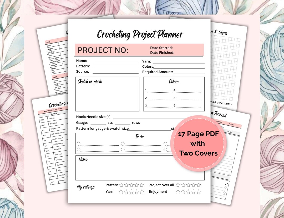 Crochet Project Planner, Yarn Organizer, Resources (digital Download ...