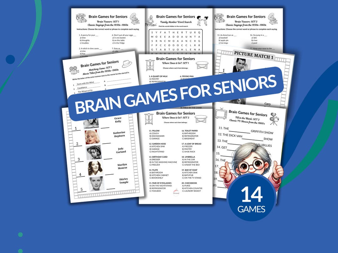 Brain Games for Seniors Bundle | Dementia Activities, Adults Trivia